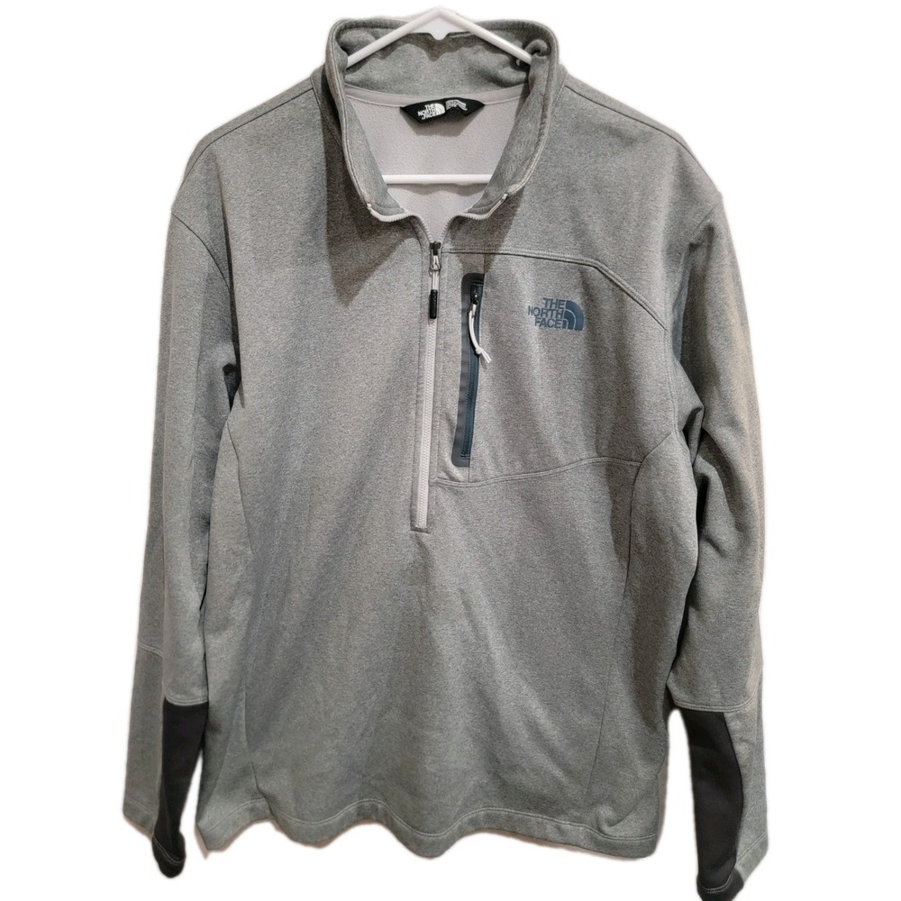 The North Face Mens XL‎ Pullover Grey Heathered 1/4 Zip Tech Fleece CY652 Jacket